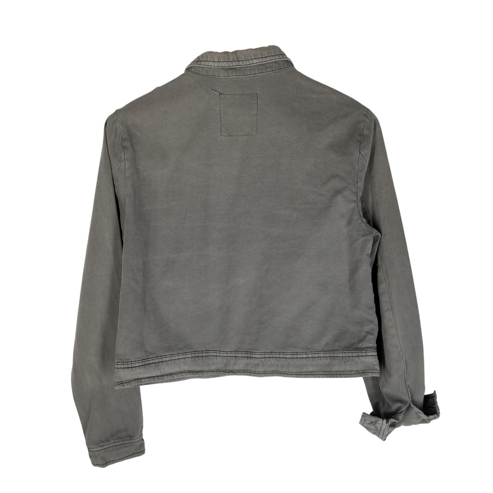 Mossimo Supply Co Gray Patched Cropped Jacket Medium Moto Military Streetwear - Picture 3 of 9